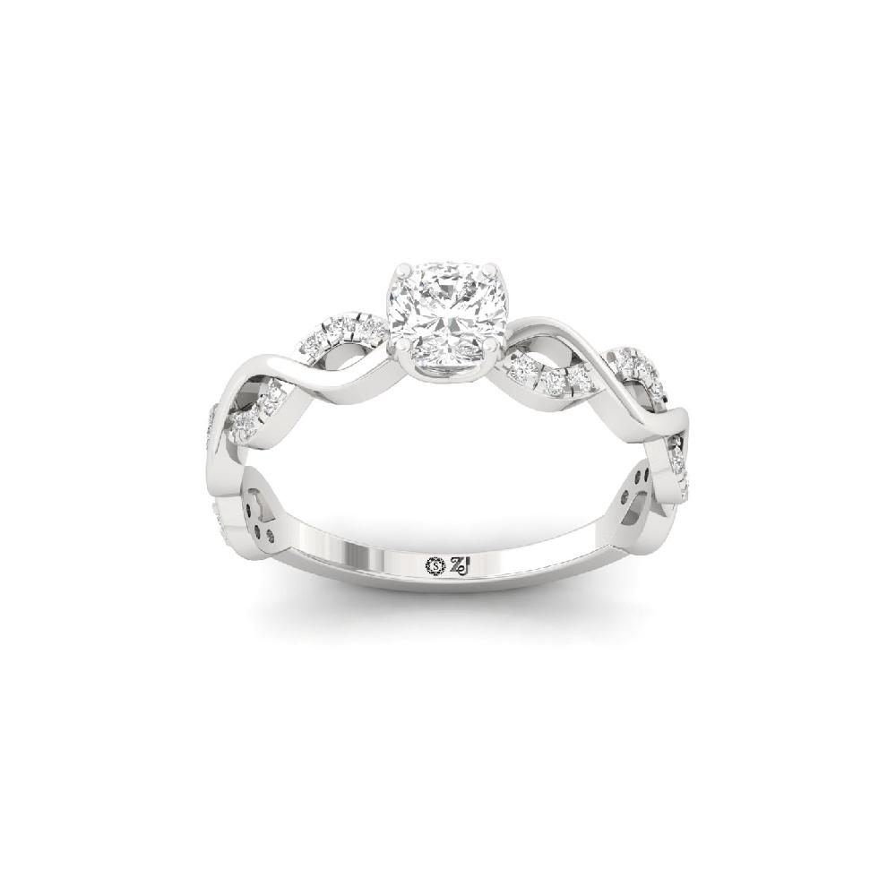 0.65ct Cushion Cut Solitaire Lab Grown Diamond  with Round Accents