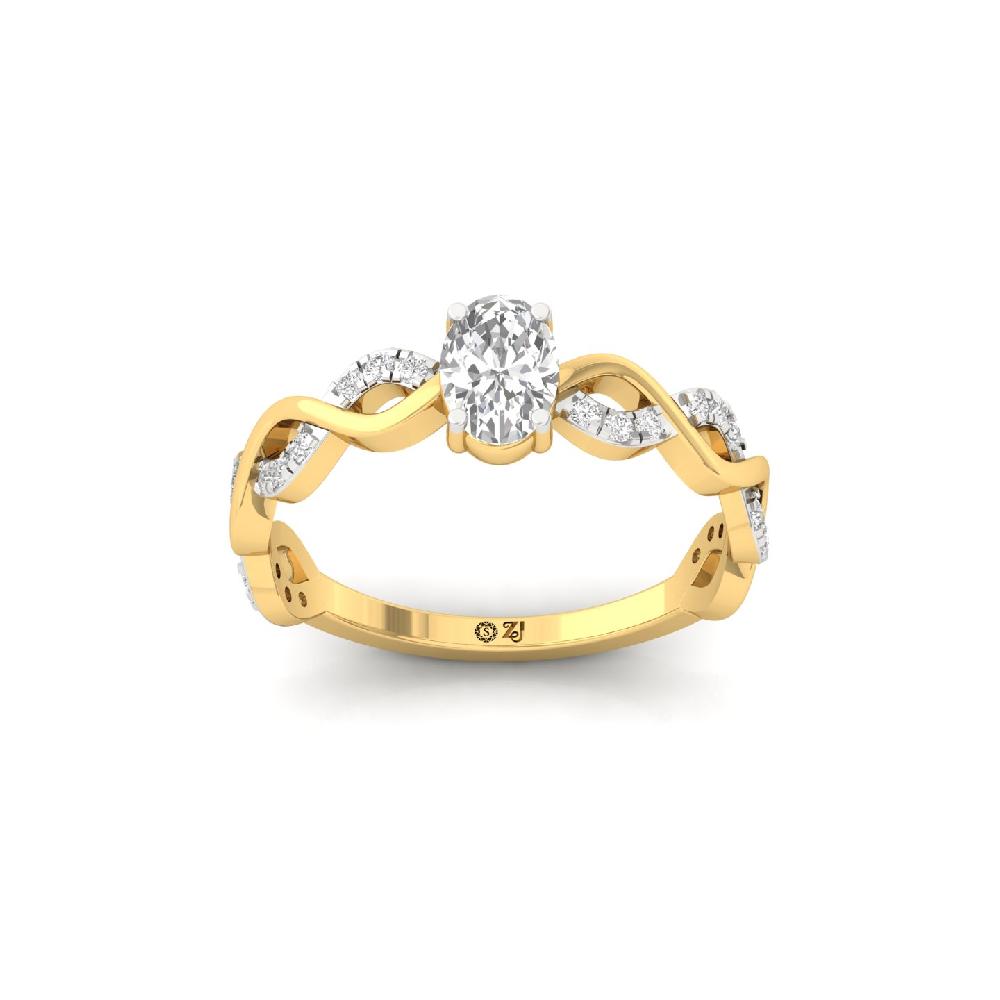 0.50ct Oval Solitaire Cvd Diamond  with Round Accents 