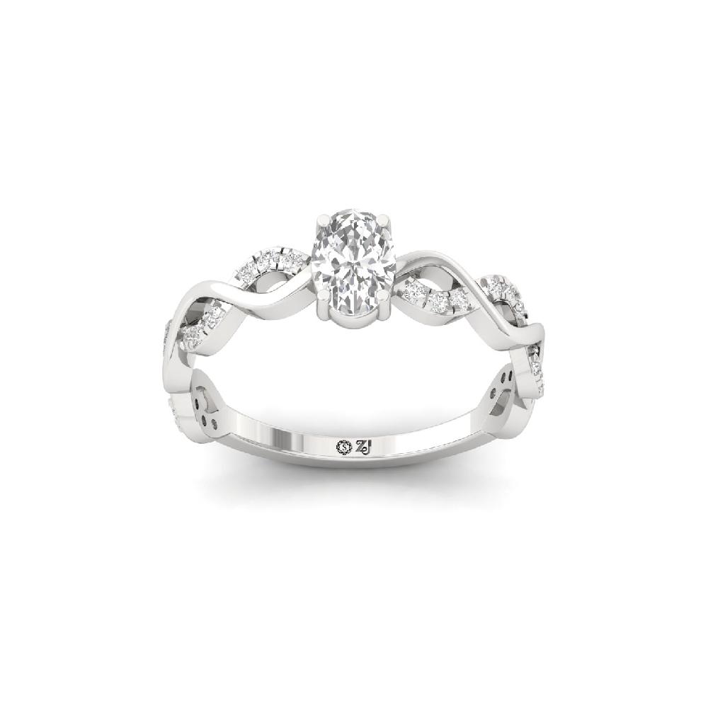0.50ct Oval Solitaire Cvd Diamond  with Round Accents 