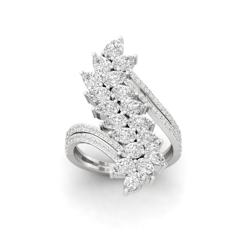 Unique Pear and Round Cut CVd Lab Grown Diamond Ring 