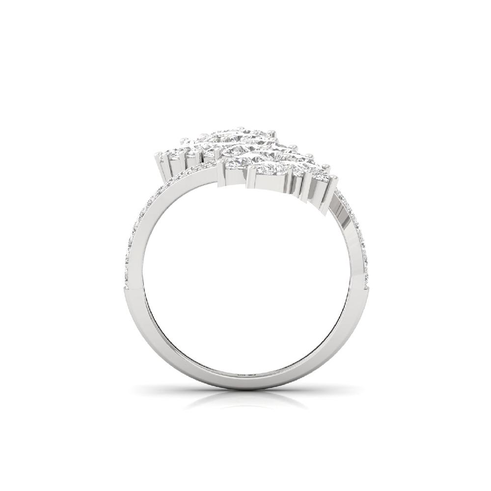 Unique Pear and Round Cut CVd Lab Grown Diamond Ring 