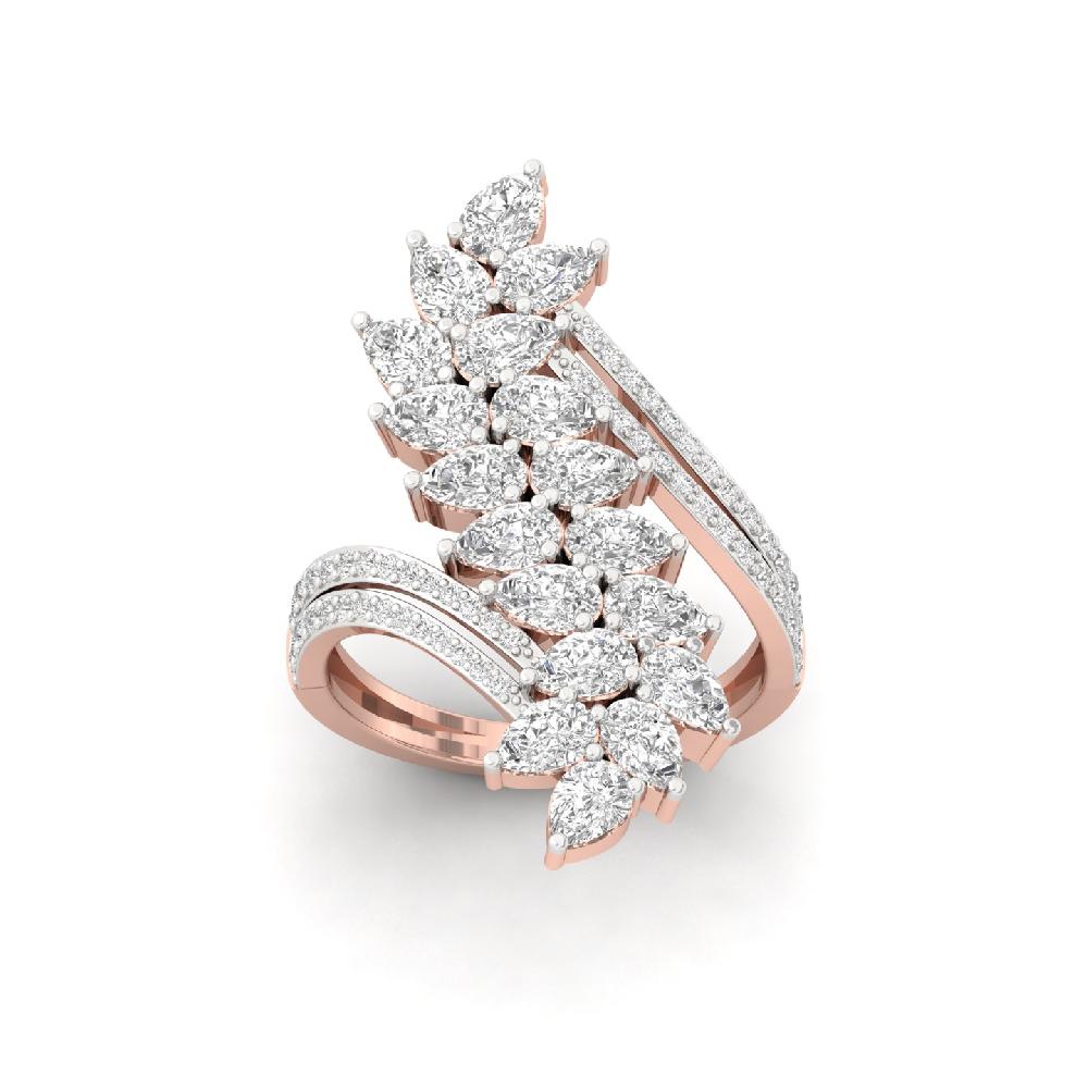 Unique Pear and Round Cut CVd Lab Grown Diamond Ring 