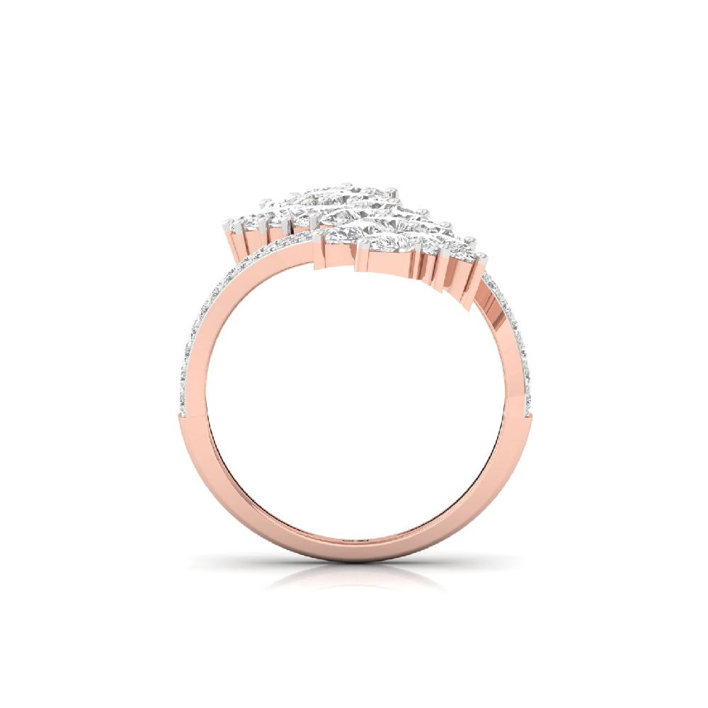 Unique Pear and Round Cut CVd Lab Grown Diamond Ring 