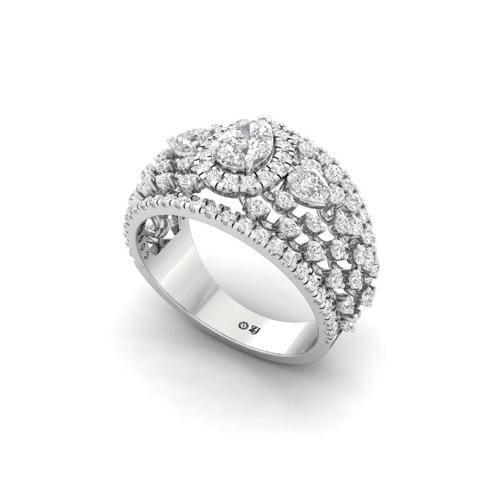 1.19ct Pear & Round Cut Trio Lab Grown Diamond Ring