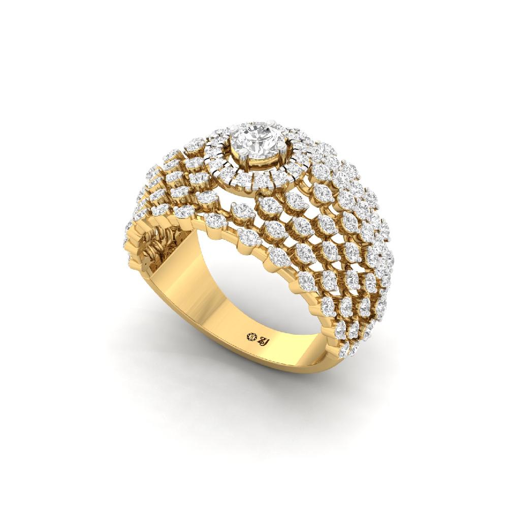 Unique Round Cut Cvd Lab Grown Diamond Ring 