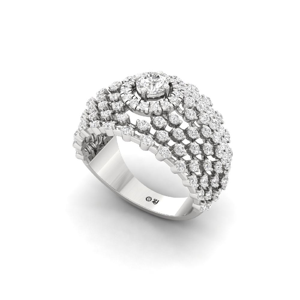 Unique Round Cut Cvd Lab Grown Diamond Ring 