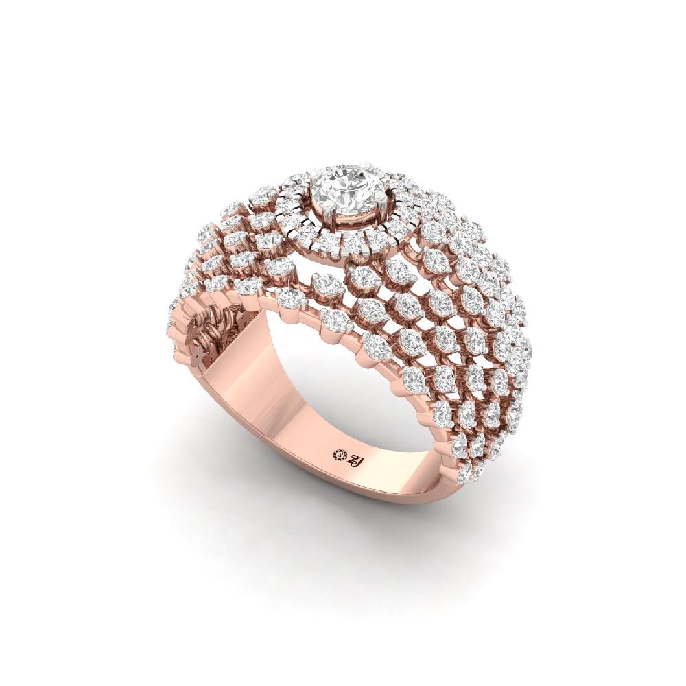 Unique Round Cut Cvd Lab Grown Diamond Ring 