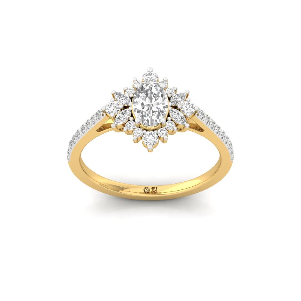 0.50ct Oval Lab Grown Diamond Ring with Marquise & Round Accents 
