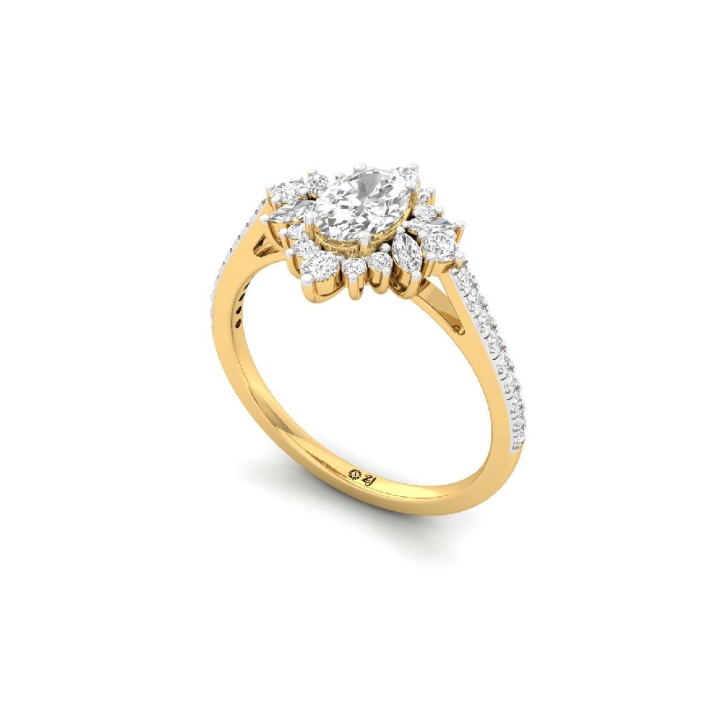0.50ct Oval Lab Grown Diamond Ring with Marquise & Round Accents 