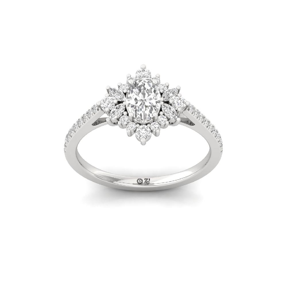 0.50ct Oval Lab Grown Diamond Ring with Marquise & Round Accents 