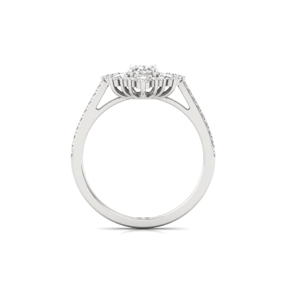 0.50ct Oval Lab Grown Diamond Ring with Marquise & Round Accents 