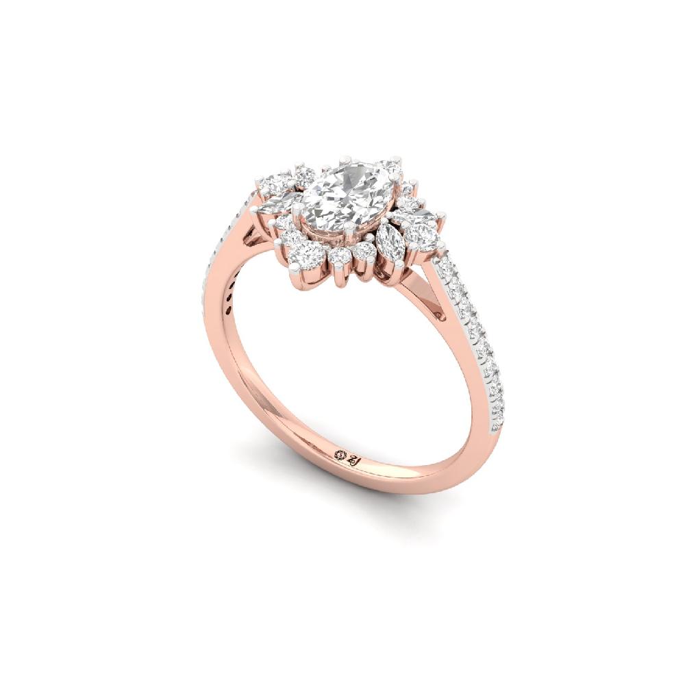 0.50ct Oval Lab Grown Diamond Ring with Marquise & Round Accents 