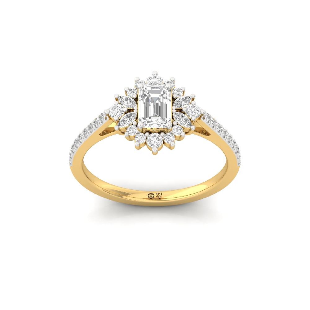 0.56ct Emerald and Marquise Cut Lab Grown Diamond Ring 