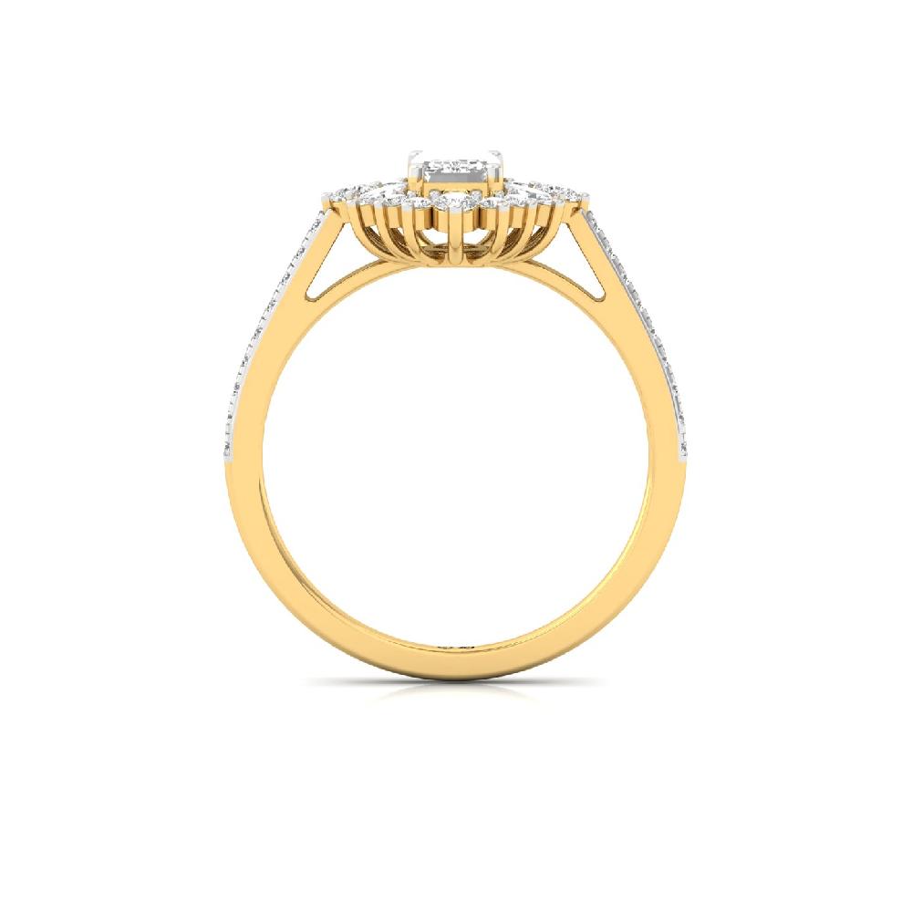 0.56ct Emerald and Marquise Cut Lab Grown Diamond Ring 