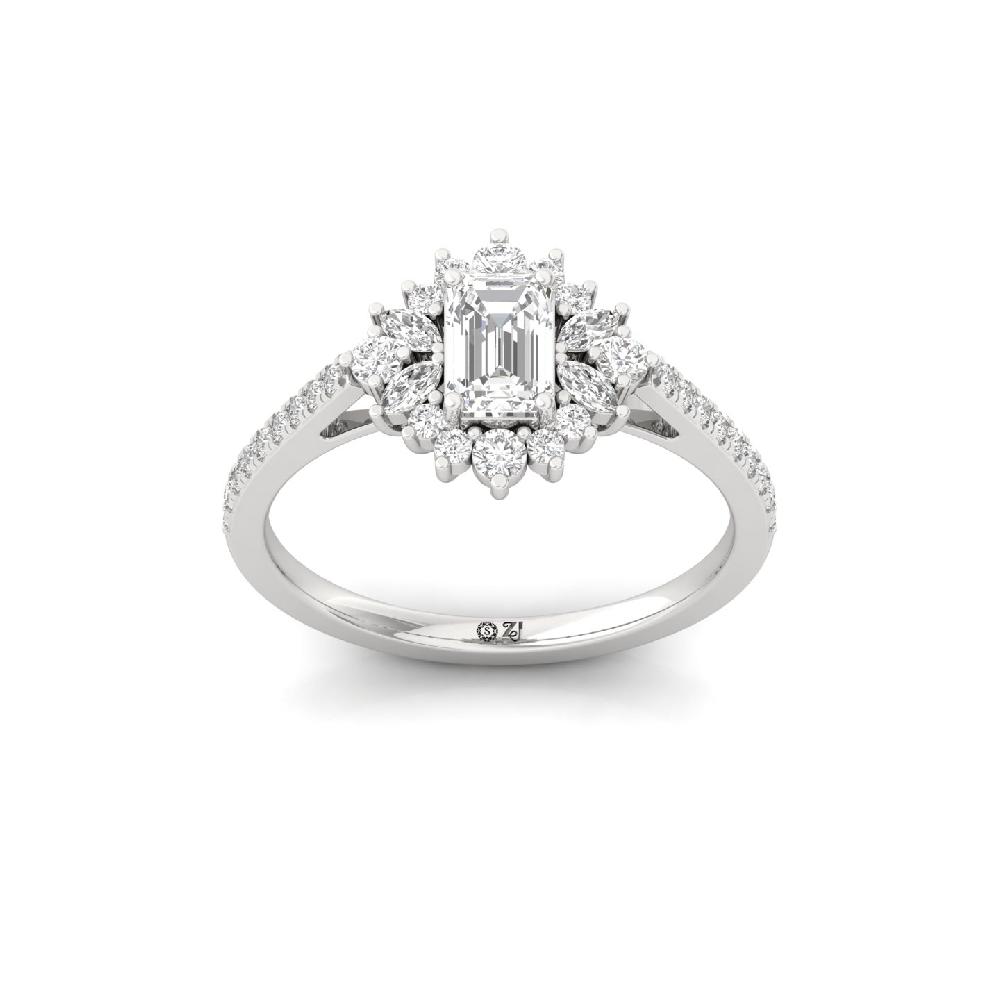 0.56ct Emerald and Marquise Cut Lab Grown Diamond Ring 