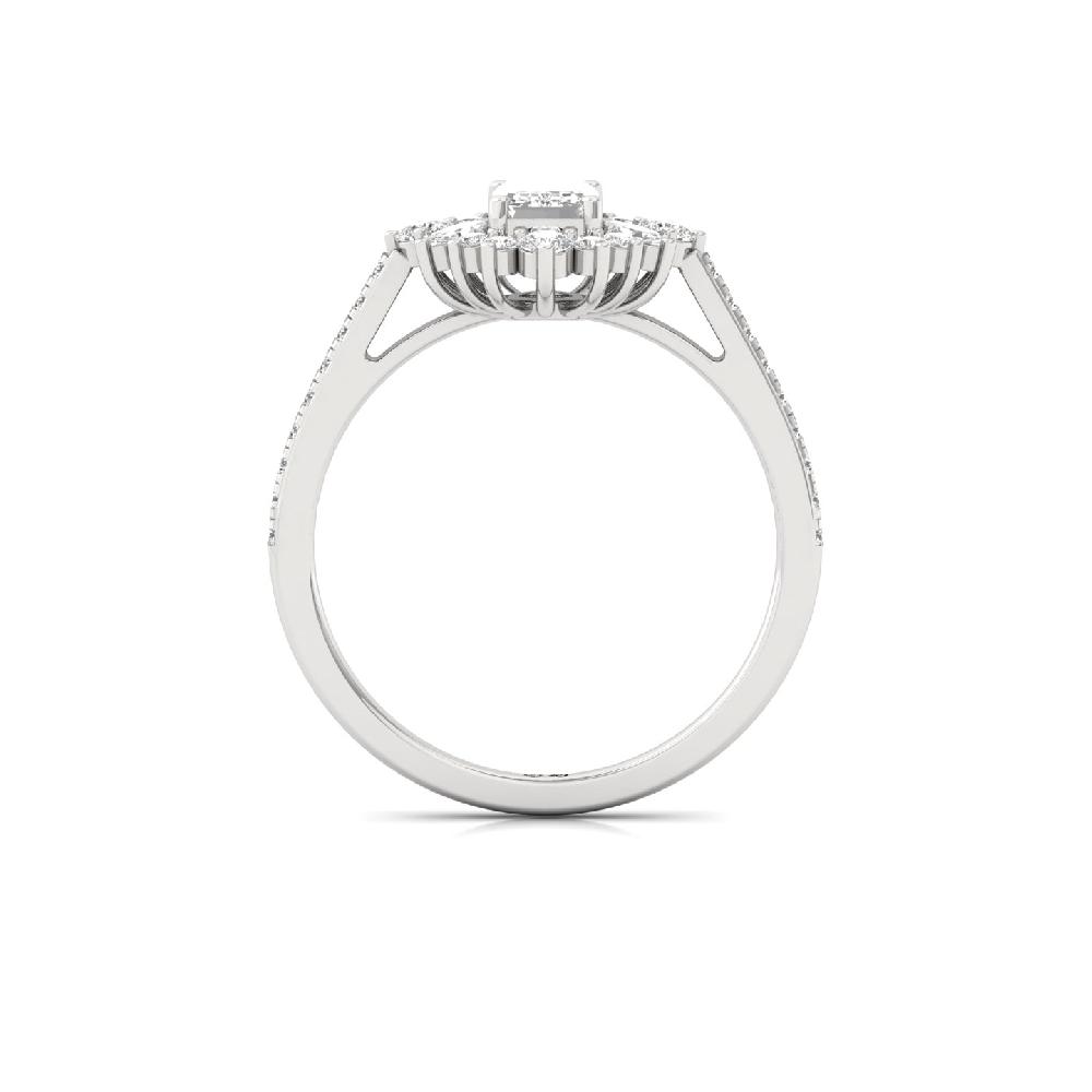 0.56ct Emerald and Marquise Cut Lab Grown Diamond Ring 