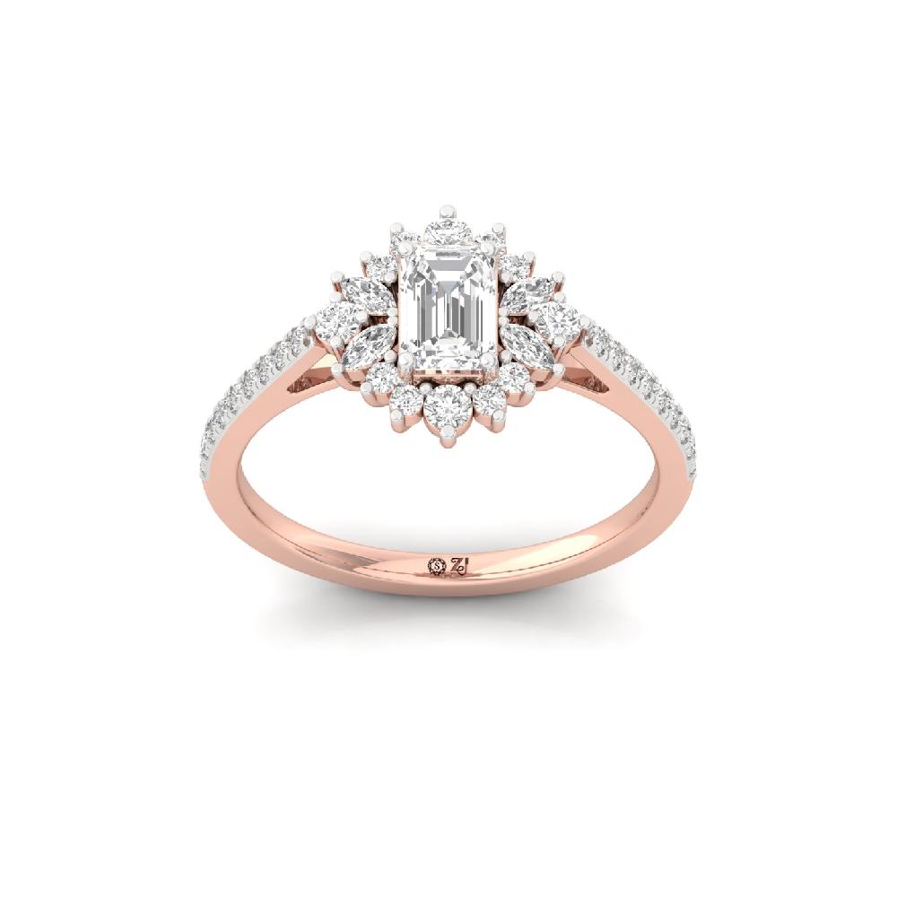 0.56ct Emerald and Marquise Cut Lab Grown Diamond Ring 