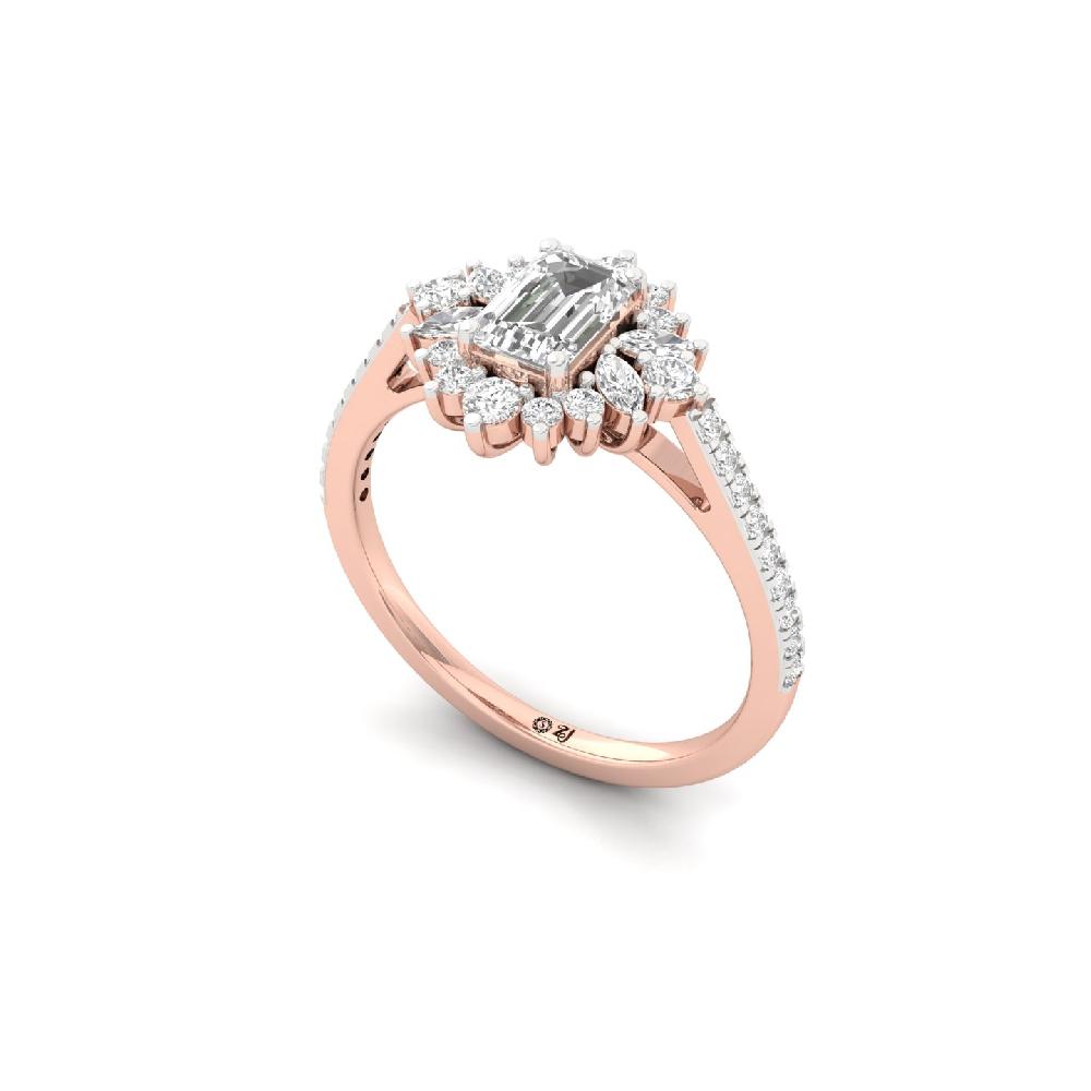 0.56ct Emerald and Marquise Cut Lab Grown Diamond Ring 