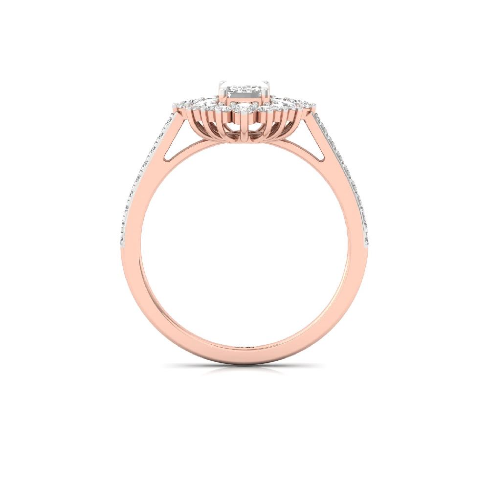 0.56ct Emerald and Marquise Cut Lab Grown Diamond Ring 