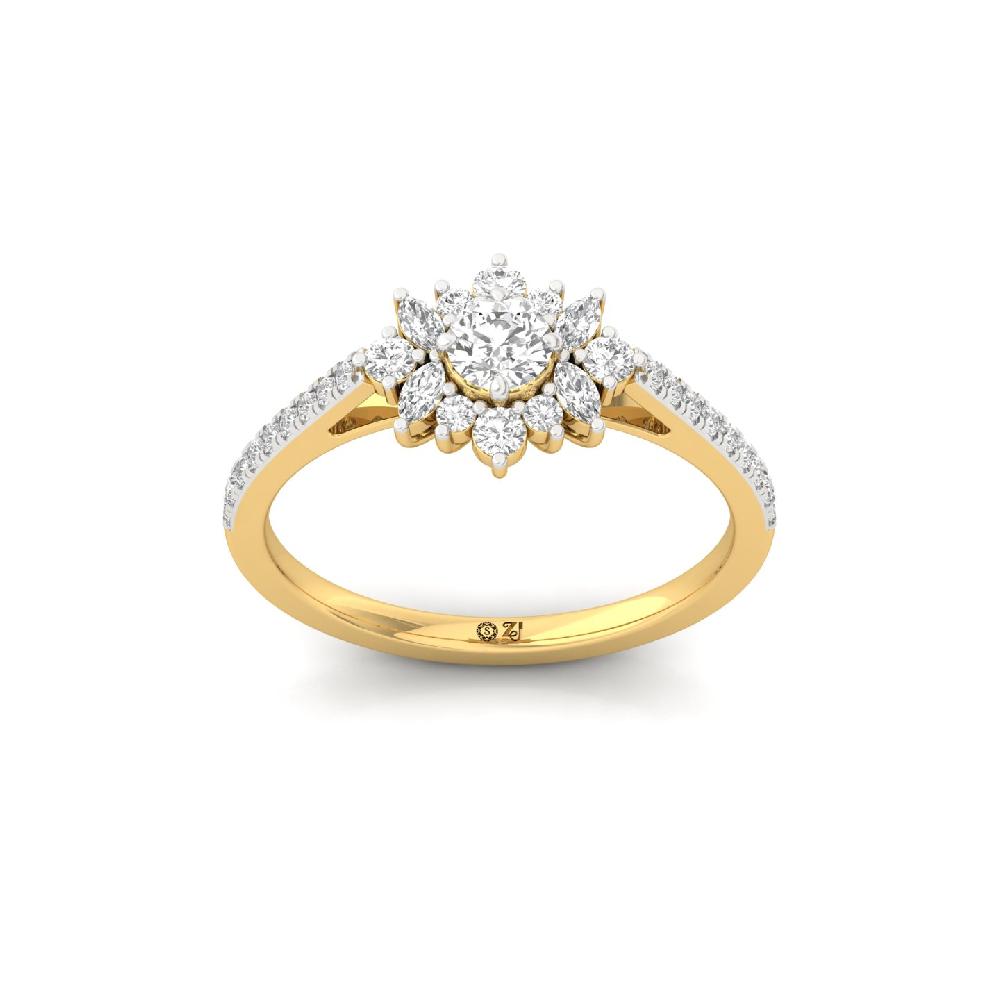 Unique Round & marquise Cut Lab Grown Diamond Ring 