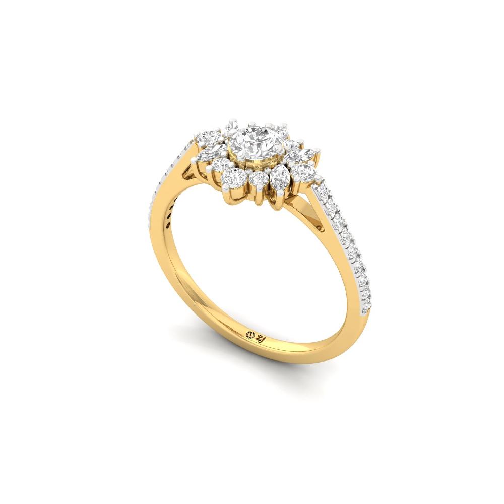 Unique Round & marquise Cut Lab Grown Diamond Ring 