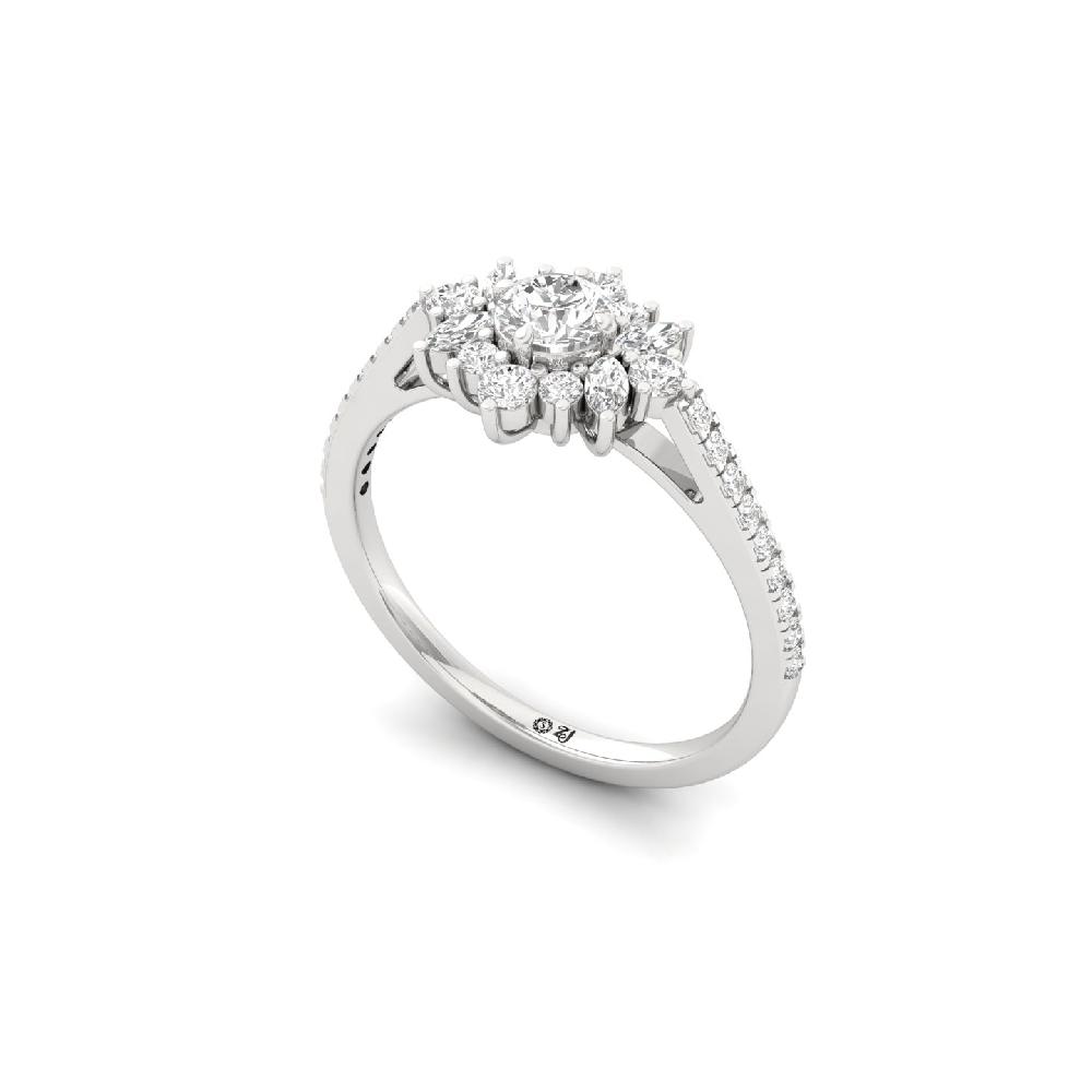 Unique Round & marquise Cut Lab Grown Diamond Ring 