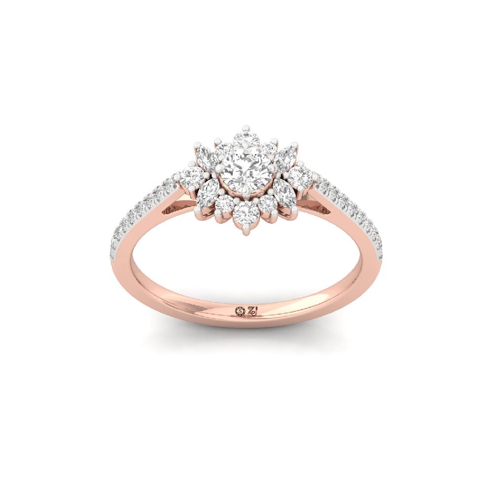 Unique Round & marquise Cut Lab Grown Diamond Ring 
