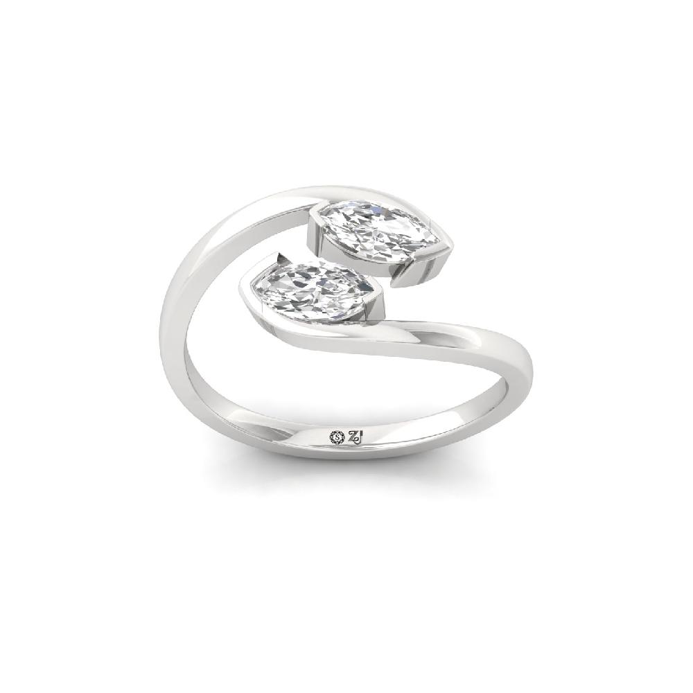 0.56ct Marquise Twin Solitaire Lab Grown CVD Diamond Ring
