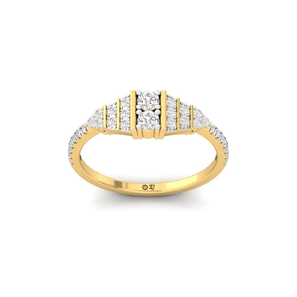 Twin Solitaire Round Diamond Ring with Accent CVD Lab Grown Diamond 