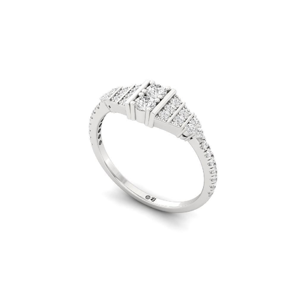 Twin Solitaire Round Diamond Ring with Accent CVD Lab Grown Diamond 