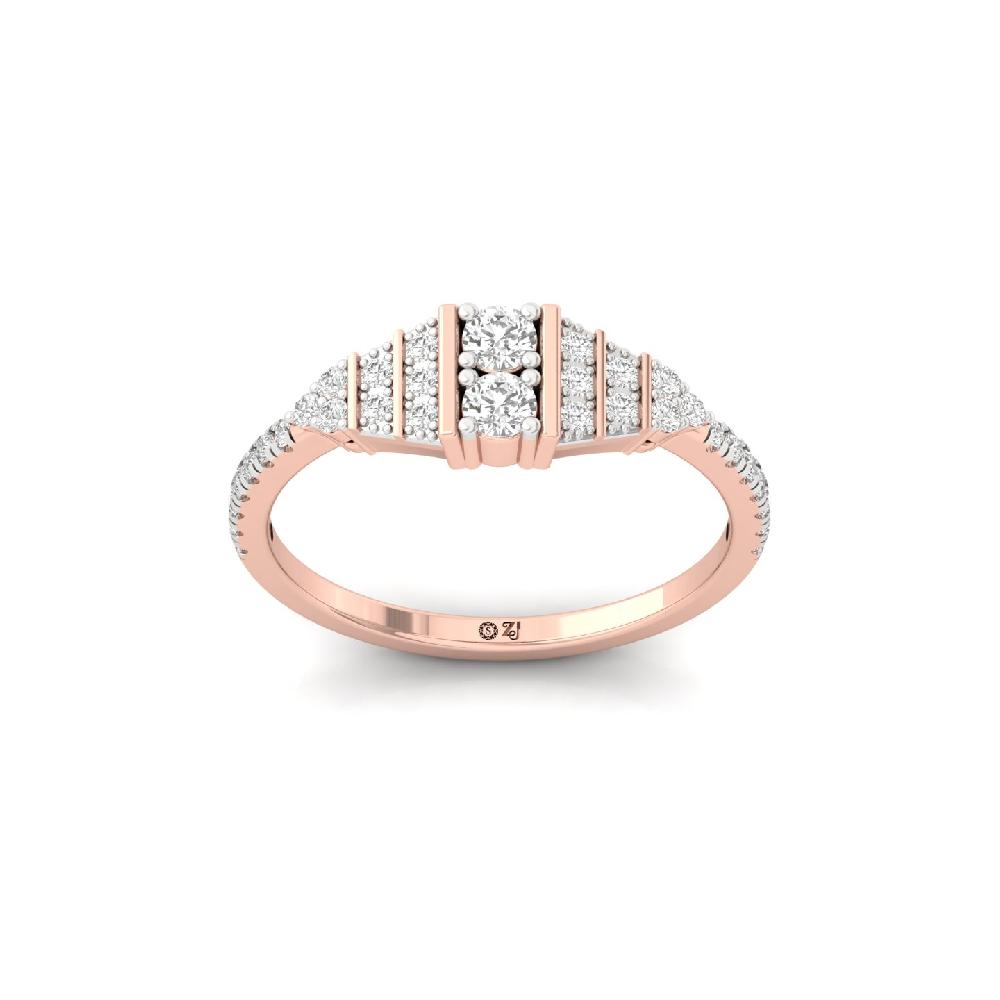 Twin Solitaire Round Diamond Ring with Accent CVD Lab Grown Diamond 