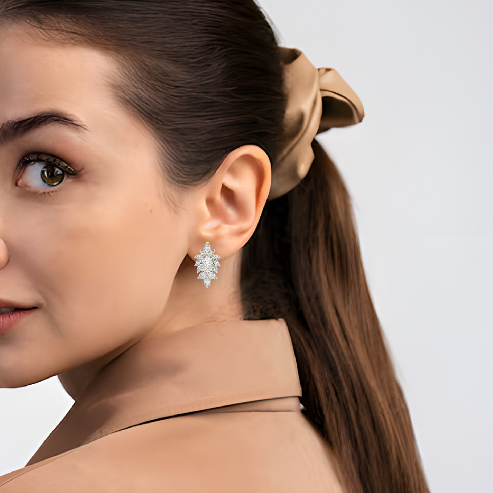 1.30Ct Cushion, Pear & Marquise CVD Diamond Cluster Earrings