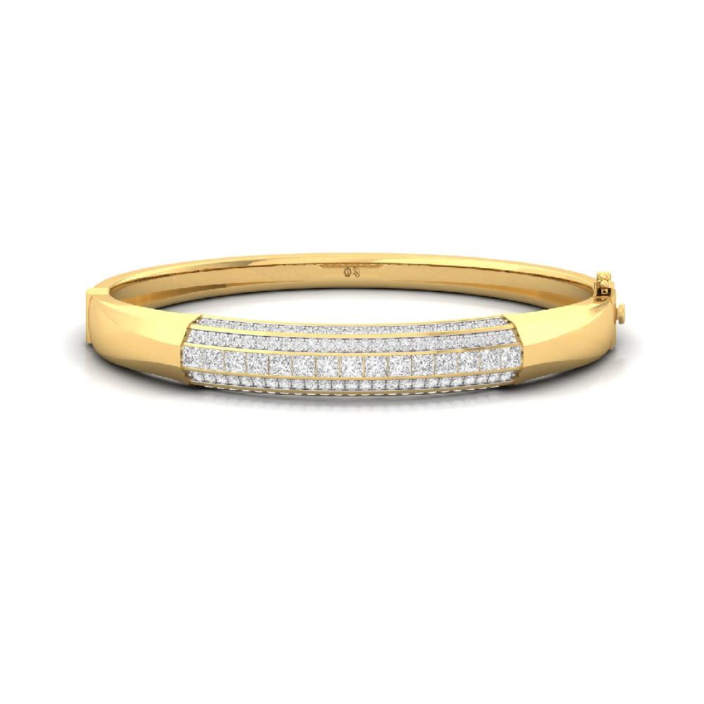 Princess & Round CVD Diamond Men's Bangle Bracelet