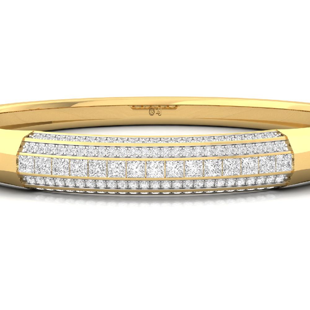 Princess & Round CVD Diamond Men's Bangle Bracelet