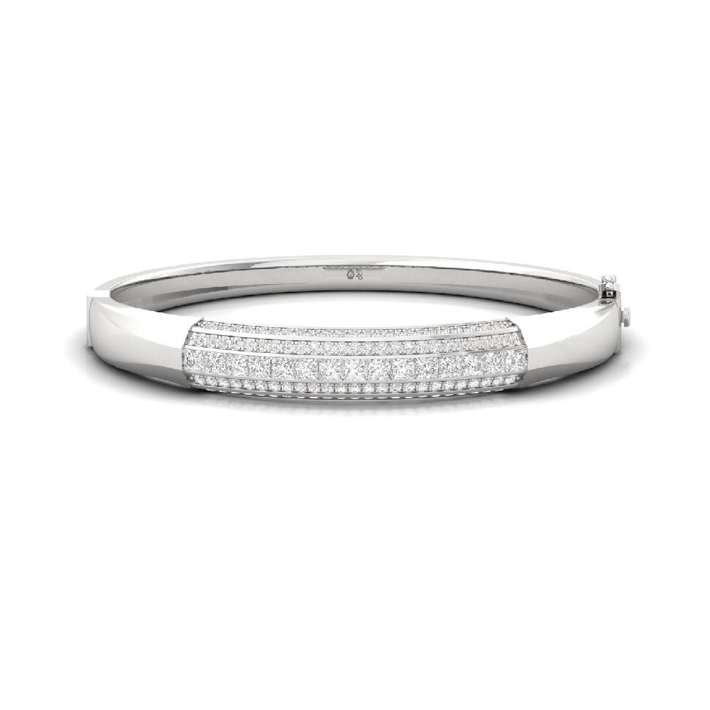 Princess & Round CVD Diamond Men's Bangle Bracelet