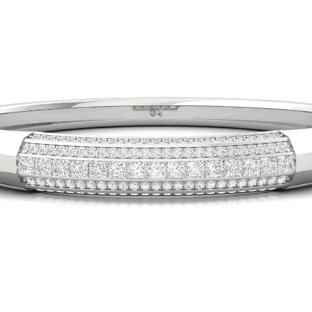 Princess & Round CVD Diamond Men's Bangle Bracelet