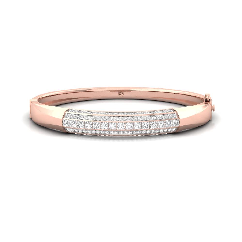 Princess & Round CVD Diamond Men's Bangle Bracelet