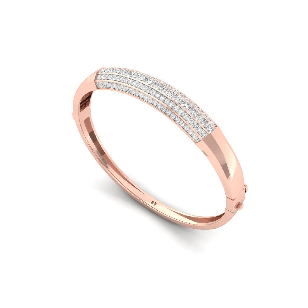 Princess & Round CVD Diamond Men's Bangle Bracelet