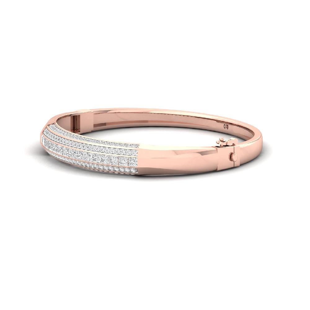 Princess & Round CVD Diamond Men's Bangle Bracelet