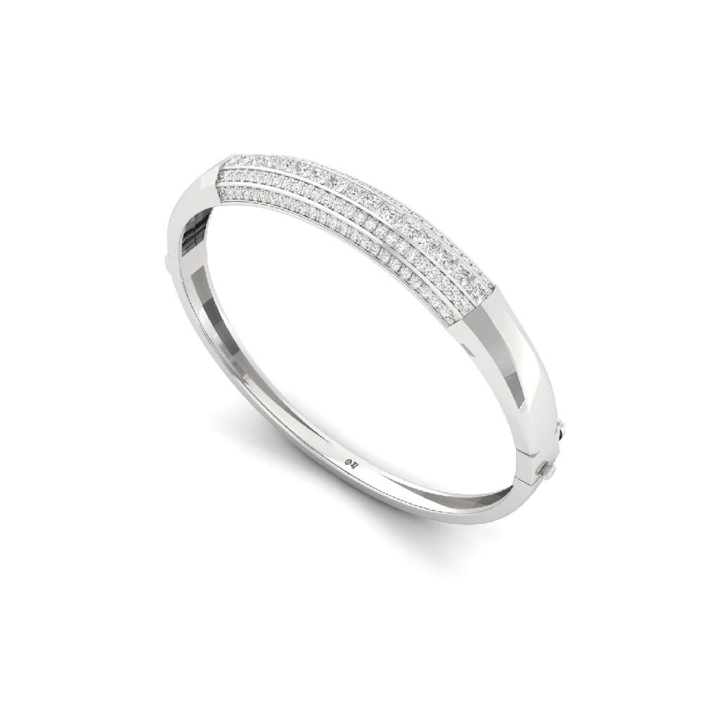 Princess & Round CVD Diamond Men's Bangle Bracelet