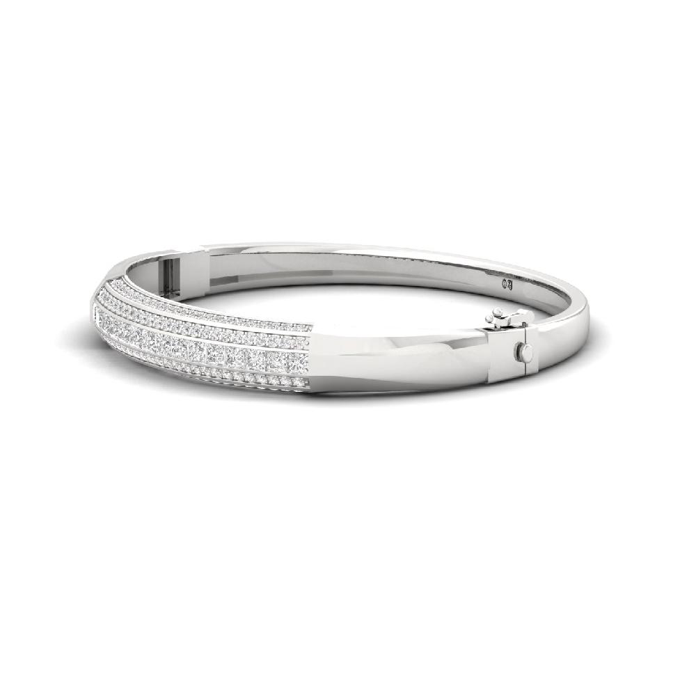 Princess & Round CVD Diamond Men's Bangle Bracelet