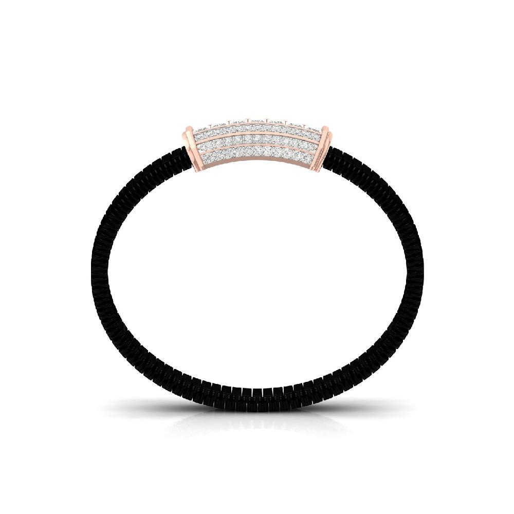 Princess & Round Lab Grown CVD Diamond Men's Leather Strap Bracelet