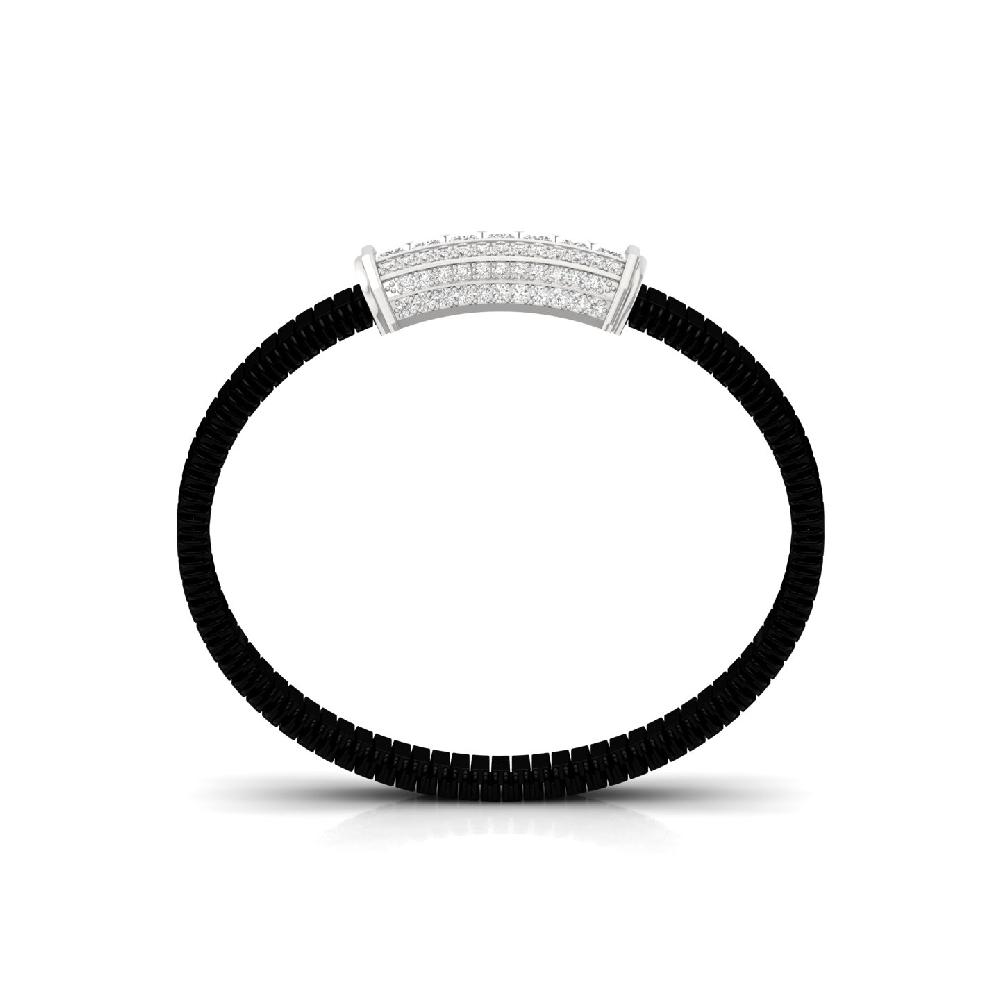 Princess & Round Lab Grown CVD Diamond Men's Leather Strap Bracelet