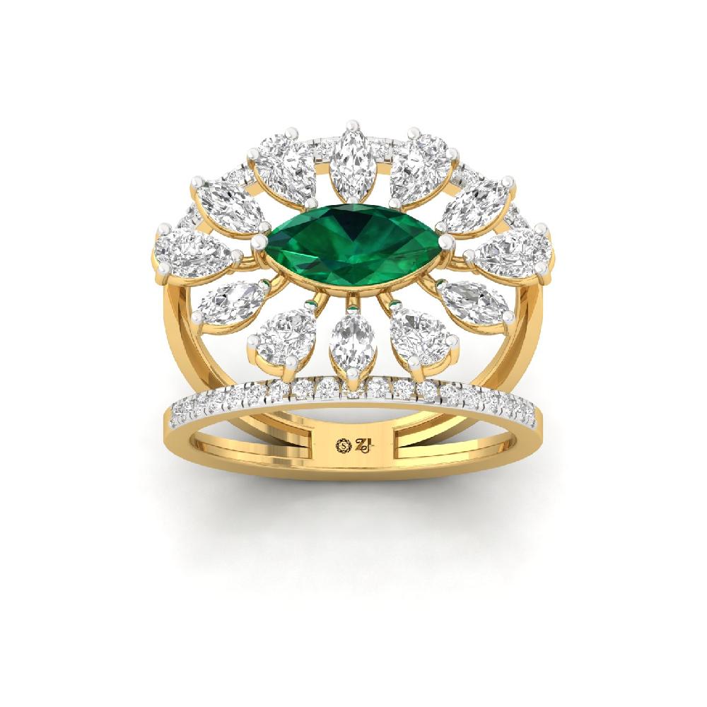 Lab Grown Marquise Emerald  Diamond Ring