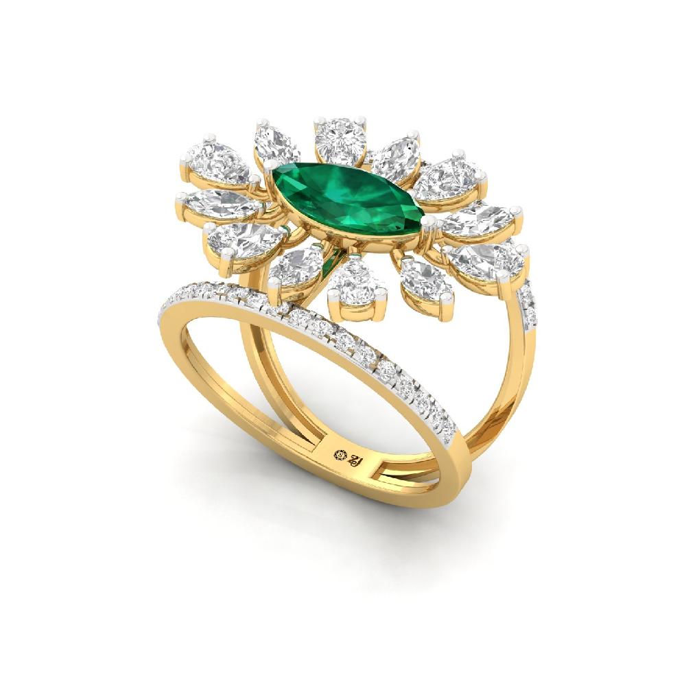 Lab Grown Marquise Emerald  Diamond Ring