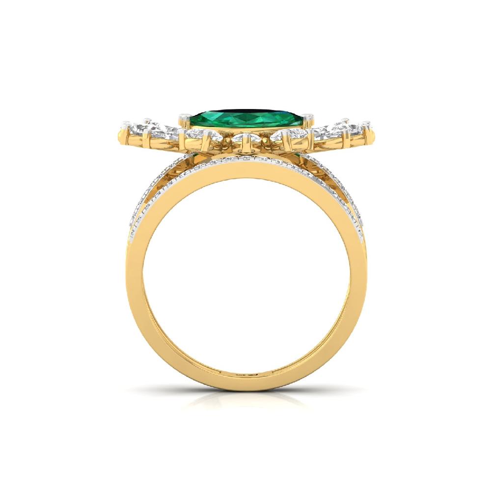 Lab Grown Marquise Emerald  Diamond Ring