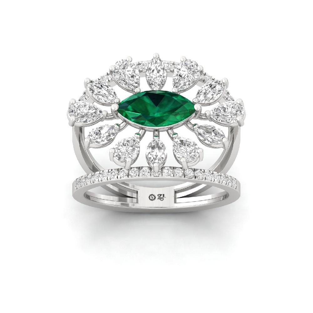 Lab Grown Marquise Emerald  Diamond Ring