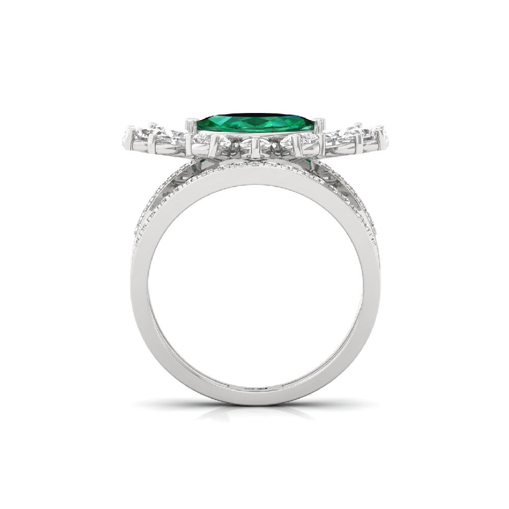 Lab Grown Marquise Emerald  Diamond Ring
