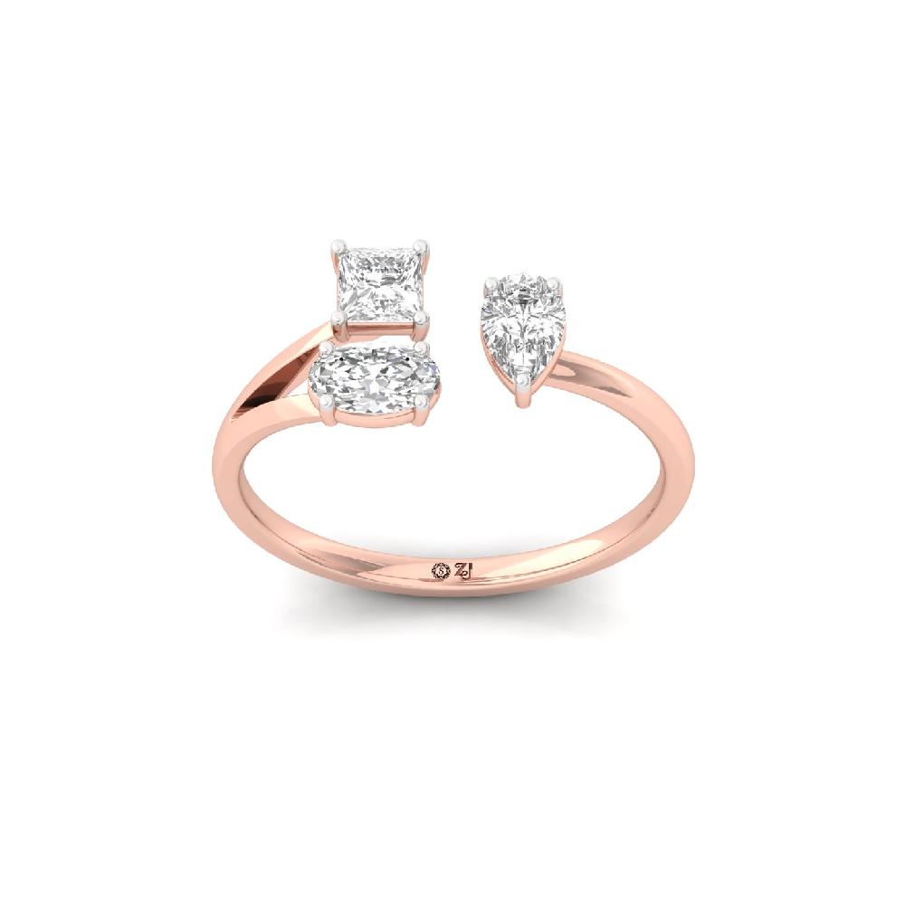 Lab Grown Three Stone  Ring with Mixed Cuts