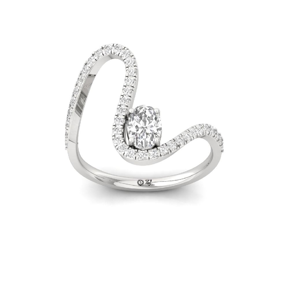 0.50Ct Lab Grown Oval & Round Diamond  Ring 